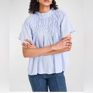 NEW Merlette Bejart Smocked Cotton Chambray Top – XS (Fits S–M)